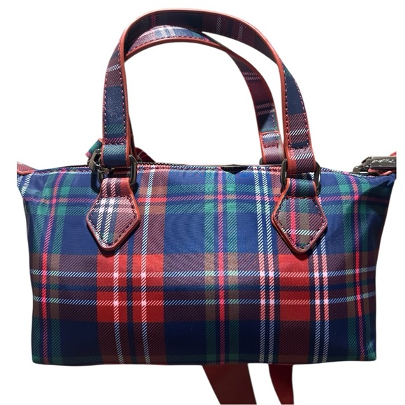 Betsey Johnson Red and Blue Plaid Nylon Crossbody NWT - Picture 4 of 7